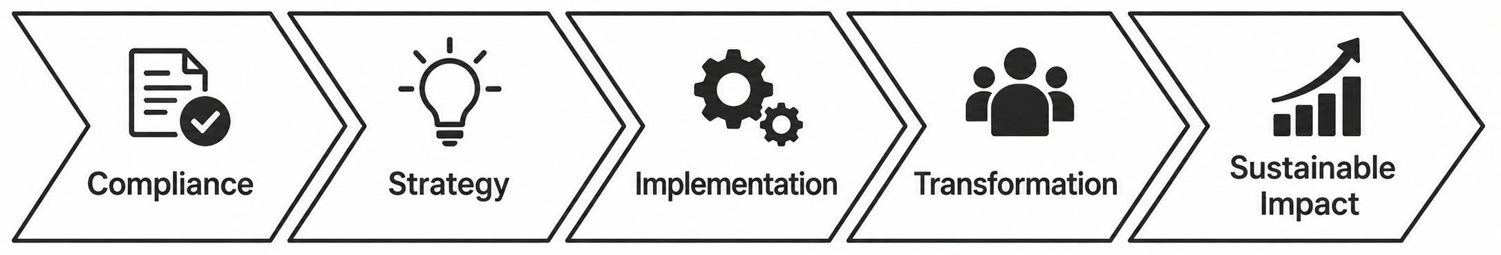 B-BBEE progression from Compliance through Strategy, Implementation and Transformation to Sustainable Impact